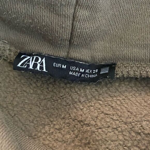 Zara Olive Green Turtleneck Sweatshirt Size M Long Sleeve Pullover - Picture 4 of 4